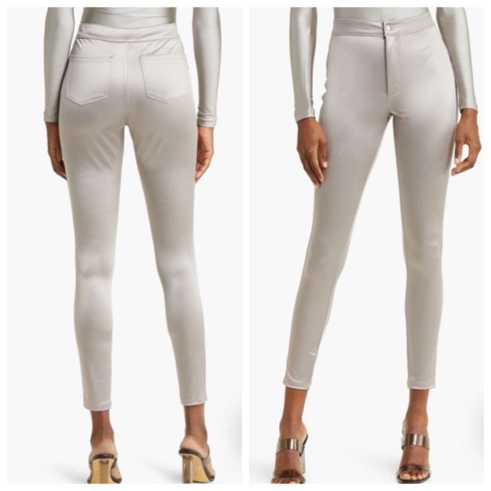 SKIMS Disco Metallic Silver High Waisted Pants Leggings Size S